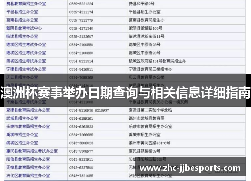 澳洲杯赛事举办日期查询与相关信息详细指南 澳洲杯赛事举办日期查询与相关信息详细指南